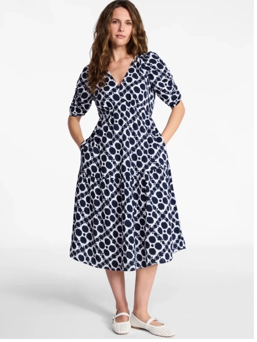 NWT! Time & Tru Women's Cotton Tiered Midi Dress-Elbow Length Sleeves, XXXL(22)